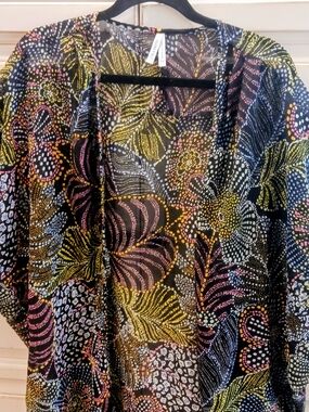 Live 4 Truth Sheer Black Kimono with Pink, Yellow & Blue Dot Accents